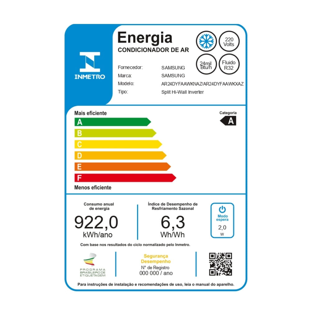 Ar Condicionado Split Inverter Samsung WindFree AI 24000 BTU/h Frio AR24DYFAAWKNAZ – 220 Volts - Imagem 9
